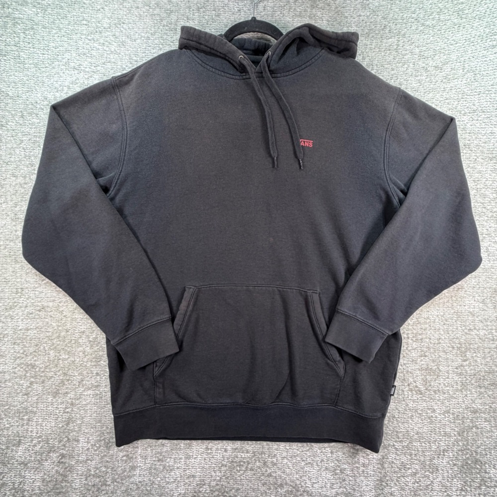Vans Hoodie Checkerboard Graphic Cotton Blend Large Black Skater Pullover